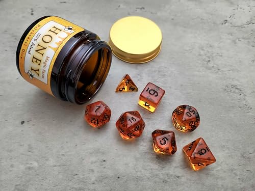 Honey Dice DND, Polyhedral Food Themed Tabletop RPG Dice Set