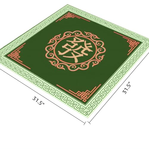 Mahjong Table Mat 31.5" x 31.5" Anti Slip Noise Reducing Cover Green | Machine Washable Game Pad with Storage Bag, Wear Resistant Fabric for Poker Card Dominoes Family Game Night - color: Style 2 Green