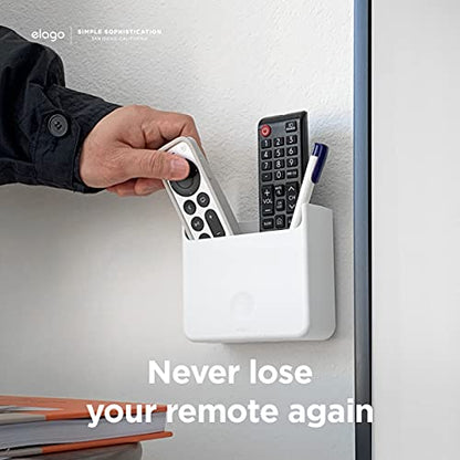 elago Universal Remote Holder Mount Compatible with Apple TV Remote and All Other Remote Controls - Adhesive Tape or Screw Mounting Options, Available Wired Charging [Large] [White] - color: White, size: Large