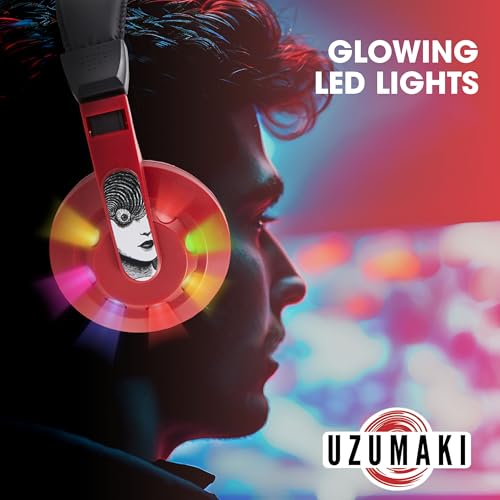 Uzumaki Gaming Headset with Mic, Wired Headphones, Microphone, LED Lights | Uzumaki wired gaming headset, mic, LED lights, padded over-ear comfort, enhanced audio, PC gaming setup. - color: Uzumaki
