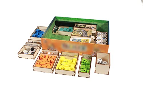 The Broken Token Game Organizer Compatible with Root - Wooden Game Organizing Box with Multiple Trays