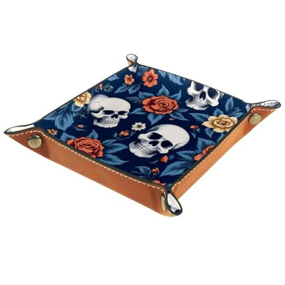 Skulls Flower Dice Tray Dice Rolling Tray Folding Dice Holder for Dice Games, Like RPG, DND and Other Table Games - color: Multi 7