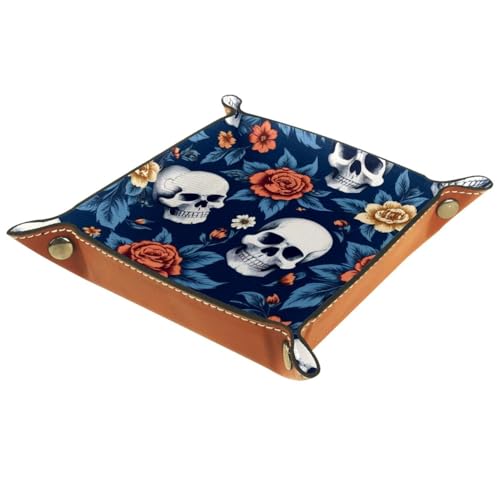 Skulls Flower Dice Tray Dice Rolling Tray Folding Dice Holder for Dice Games, Like RPG, DND and Other Table Games - color: Multi 7