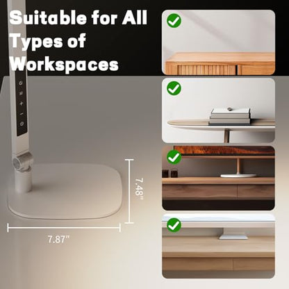 LED Desk Lamp for Home Office, Soft Edge-lit Design, Modern Style | Professional Eye-Caring Diffused Light, Dimmable Computer Light with 30 Modes, Memory & Timer, Flexible Swing Arm Table Lamp - color: White