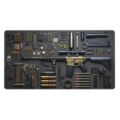 Military Gear Arsenal Set Gaming Mouse Pad Non-Slip Rubber Base XL Mousepad Waterproof Washable Stitched Edge Mouse Mat for Desk Home Office Gaming 16x29.5in - color: Color_7, size: 29.5" x 16"