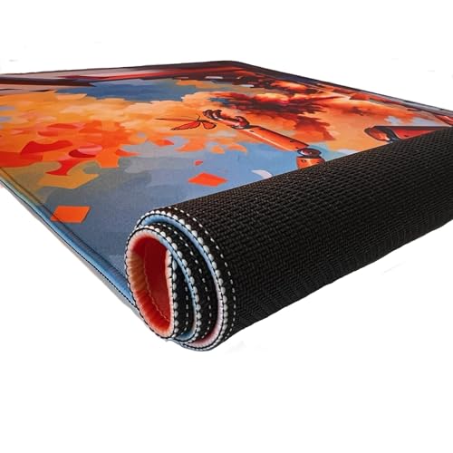 Foxtrot Designs TCG Playmat, 24in x 14in, Premium Stitched Edges, Non-Slip Base for MTG and Other Trading Card Games. MTG Playmat. (District 10) - color: District 10