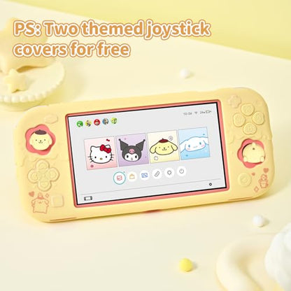 Kuitmor Switch Lite Protective Case,Soft Silicone Protective Shell,Anti-Scratch Protective Cover Case for Switch Lite with 2 Thumb Grip Caps（Yellow Pompompurin） - color: Yellow Pompompurin