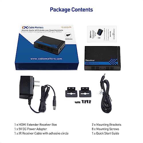 Cable Matters Receiver Box for Wall Mount HDMI Extender, up to 300ft | TCP/IP, 1080p, 1-to-Many Setup, Model 103002R, Compatible with Model 103002 - style: Additional Receiver