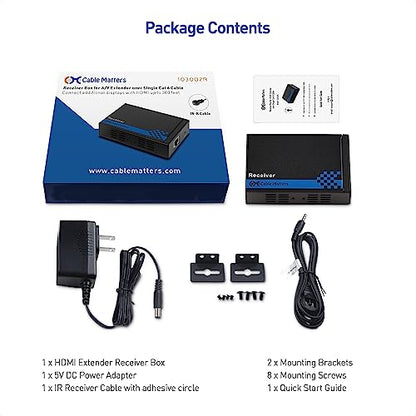 Cable Matters Receiver Box for Wall Mount HDMI Extender, up to 300ft | TCP/IP, 1080p, 1-to-Many Setup, Model 103002R, Compatible with Model 103002 - style: Additional Receiver