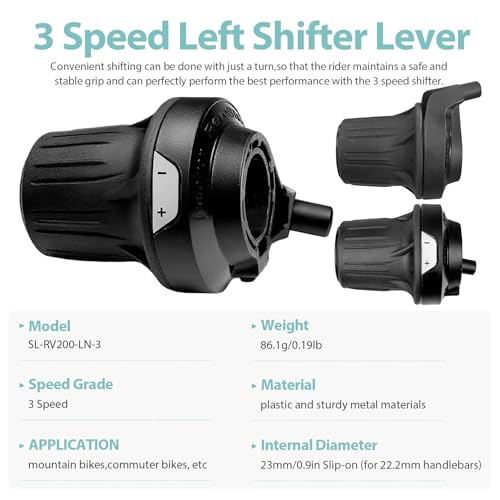3 Speed Shifter SL-RV200-3L Bike Shifter Left Twist Shift Lever | Lightweight Design,Durable and Stable,3 Speed Shifter for Moutain Bike,Commuter Bike,Touring Bike - size: 3 speed/SL-RV200-LN-3S