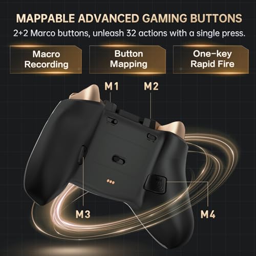 Machenike G5Pro V2 1000HZ Wireless Gaming Controller for NS/PC/iOS/Android with Charging Dock,PC Controller With Hot-Swappable Joystick,Optical Triggers,Optical Micro Switches,RGB Backlight, Black Gold - color: Black Gold