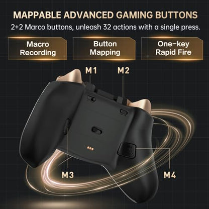 Machenike G5Pro V2 1000HZ Wireless Gaming Controller for NS/PC/iOS/Android with Charging Dock,PC Controller With Hot-Swappable Joystick,Optical Triggers,Optical Micro Switches,RGB Backlight, Black Gold - color: Black Gold