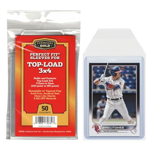 Cardboard Gold Toploader Sleeves - Ultimate Protection Resealable Snug Fit Top Loader Sleeves - Acid Free Archival Safe - Holds Toploaders Securely (140pt-190pt Sleeves, 50 Toploader Sleeves) - size: 50 Toploader Sleeves, style: 140pt-190pt Sleeves