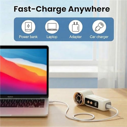 Portable Fan Handheld Mini, 6-Speed Turbo Power USB Rechargeable Personal Cooling Fan with LED Display, Small Travel Fan for Outdoor Camping Hiking, White - color: White
