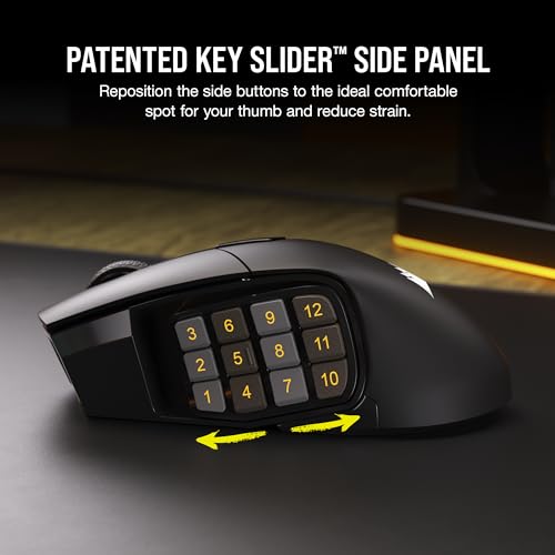 Corsair Scimitar Elite RGB Wireless MMO Gaming Mouse - 26,000 DPI - 16 Programmable Buttons - Up to 150hrs Battery - iCUE Compatible - Black