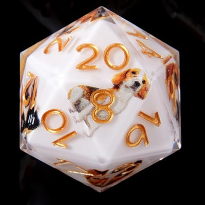Sharp Edge DND Dice Set Cute Beagle Dog Handmade 7 Accessories Dice for Dungeons and Dragons TTRPG Games, Multi-Sided RPG Polyhedral Resin Sharp Edge Dice Roleplaying Games（Beagle Dog ） - color: Dog