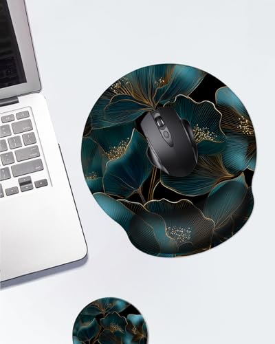Mouse Pad with Wrist Support, Ergonomic Mouse Pad with Memory Foam Wrist Rest Cushion, Non-Slip Rubber Base Gaming Mice Pad for Home Office Computer Laptop,Gold Green Plants - color: Gold Green Plants