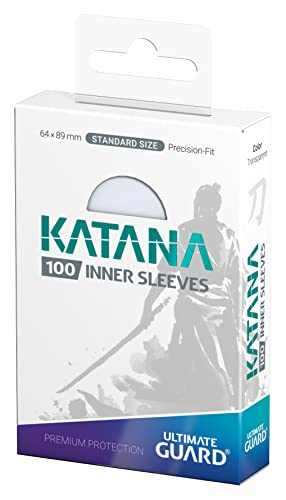 Ultimate Guard Katana Inner Card Sleeves, 100 Standard Size TCG Sleeves, 64 x 89mm, Clear, Tournament Sleeves, No PVC & Acid-Free, Optimal Double-Sleeving - color: Clear, size: Inner Standard