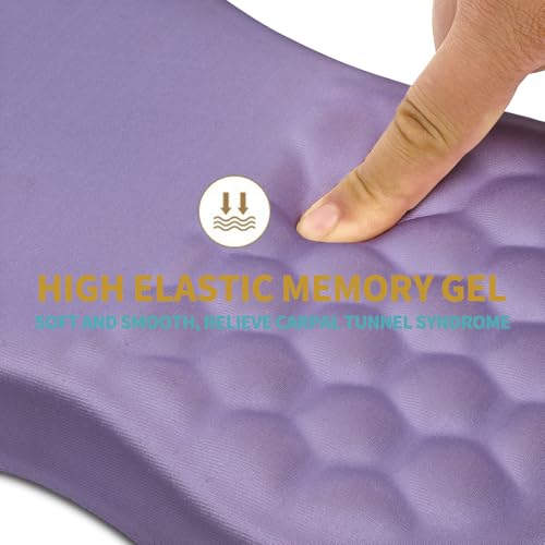 Hokafenle Ergonomic Mouse Pad Wrist Support with Massage Design, Wrist Rest Pain Relief Mousepad with Memory Foam&Non-Slip PU Base, Mouse Pads for Wireless Mouse & Desk (12x8 inch,Lavender) - color: HK025-Lavender