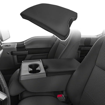 ramuel Center Console Armrest Cover for Ford F150 2015-2025 | for F250 F350 F450 F550 2017-2025 40/20/40 Jump Seat Console,Anti-Scratch ， Non-Slip ，PU Leather ，Easy Install - size: for F150 14th Gen Jump Seat Console