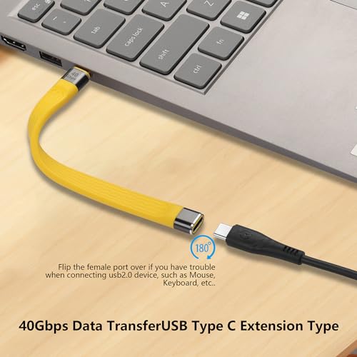 SinLoon 40Gbps USB4 Type C Extension Cable 100W PD Fast Charging 8K USB C to USB C Flat Slim FPC Data Cable for Laptop & Phone (Male to Female)