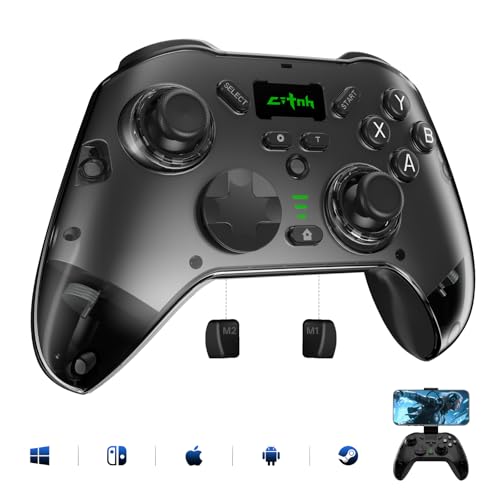 hosowe Wireless Mobile Gaming Controller Compatible for PC/Switch/Android/iOS, Interactive Screen PC Controller with Programmable, Hall Effect Joysticks&Triggers, Vibration, Motion Control (Black) - color: Black