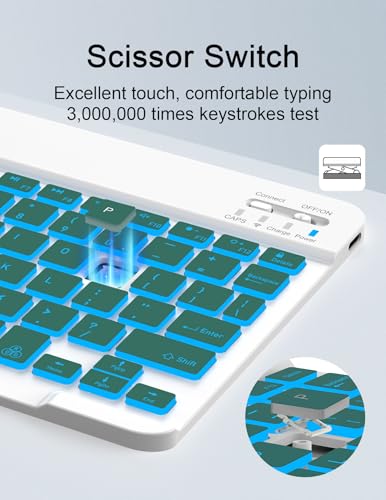 LAMA 7 Colors Backlit Bluetooth Keyboard and Mouse Combo for iPad Pro/Air/Mini, Ultra-Slim Rechargeable Wireless Keyboard and Mouse for iPhone 15/14/13 Pro/Samsung/PC/Laptop/iOS/Windows/Android,DGN - color: Dark Green