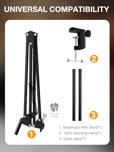 Seiren V3 Mini Boom Arm - Mic Arm for Razer Mini, Seiren V2, Seiren X and Most Microphone, Adjustable Boom Scissor Arm Stand with 3/8" to 5/8" Adapter by SUNMON