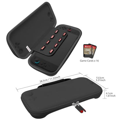 RAVEtone Travel Carrying Case Compatible with Nintendo Switch 2 Model 2025, Ultra Slim Premium EVA Portable Hard Shell Pouch Waterproof Game Bag with 16 Game Cartridge Accessories (Black) - color: Black, style: Slim