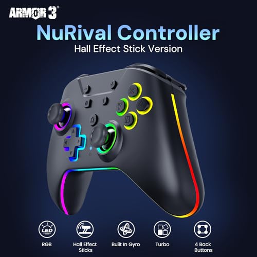 Hyperkin Armor3 NuRival Wireless Hall Effect Stick Game Controller For Nintendo Switch® OLED Model/Nintendo Switch® / Nintendo Switch Lite® (Black) - color: Black