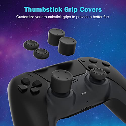 NexiGo Enhanced PS5 Controller Charger with Thumb Grip Kit, Fast Charging AC Adapter, DualSense Charging Station Dock for Dual PlayStation 5 Controllers with LED Indicator, Black - color: Black