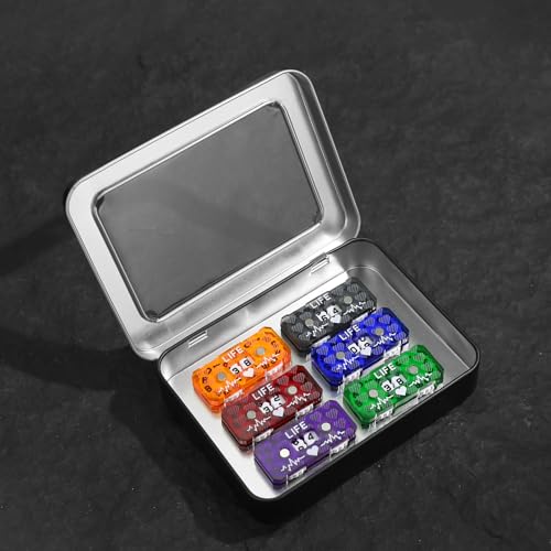 6Pcs MTG Life Counter Double Digits with Metal Box, Health Tracker Life Counter for Collectible Card Games, Compatible with D&D RPG CCG TCG Tabletop Board Games Magic Card Games Accessories - color: A Color-6pcs