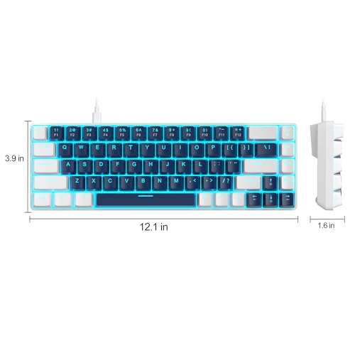 MageGee Portable 60% Mechanical Gaming Keyboard, MK-Box LED Backlit Compact 68 Keys Mini Wired Office Keyboard with Blue Switch for Windows Laptop PC Mac - Blue/White - color: Blue/Blue Switch