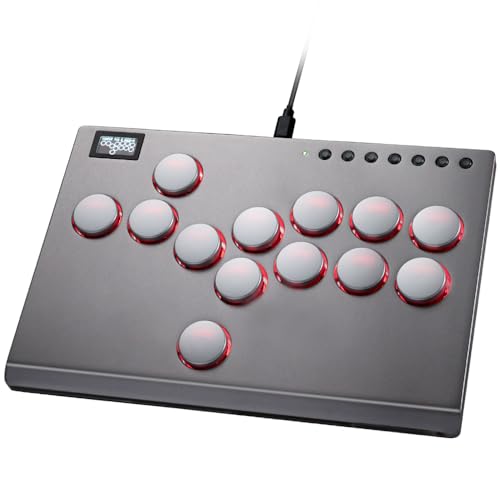 Sehawei All Metal Arcade Stick 13Keys All-Button Controller with Custom RGB & Turbo Functions,Arcade Fighting Stick for PC/Ps3/Ps4/Switch/Steam-Supports SOCD - color: M13 Silvery