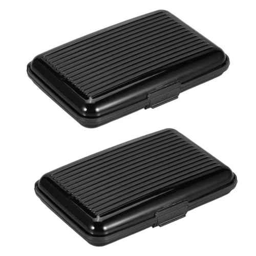 2 Pack Metal Credit Card Holder Aluminum Wallet RFID Blocking Slim Card Case Hard Shell Card Holder Wallet for Men Women Business Travel (Black) - color: Black
