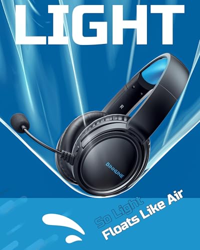 BINNUNE Wireless Gaming Headset — 2.4GHz Low-Latency USB Dongle + Bluetooth, 50mm Drivers 7.1 Surround, Noise-Cancelling Mic, 40H Battery — Over Ear Wireless Headphones for PS5, PC, Laptop, Blue - color: Blue, style: For PS5