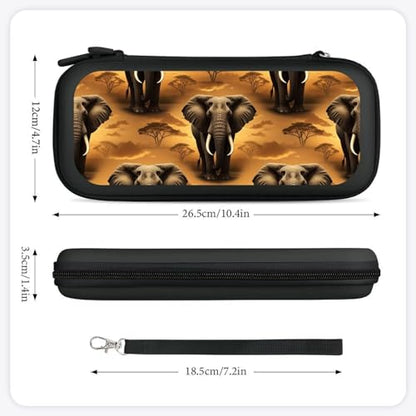 Travel Handheld Carrying Case for Switch, African Elephant Travel Storage Holder with Mesh Pocket, Hard Shell Protective Bag with 15 Game Cartridges - color: Design (321)