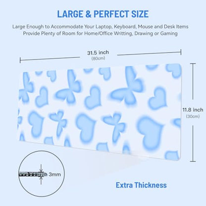 Mousepad Desk Mat Gaming Large Keyboard Cute Office Desktop Computer Laptop XXL Long Giant Big Kawaii Aesthetic (Butterfly) - color: Butterfly