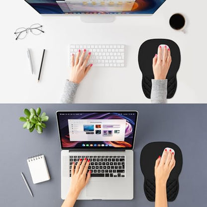 ITNRSIIET Ergonomic Mouse Pad Wrist Support with Memory Foam Massage Bulge & Non-Slip PU Base, Carpal Tunnel Pain Relief, Prevent Wrist Sweating, 12 x 8 x 1.2 inch, Black - color: Black
