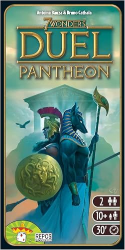 Asmodee 7 Wonders Duel Pantheon Board Game Expansion - Intense Two-Player Battles in the Ancient World, Strategy Game for Kids and Adults, Ages 10+, 2 Players, 30 Minute Playtime - style: Ancient Mediterranean Civilization, Intense, Immersive, Vibrant