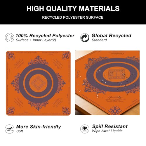 Mahjong Mat for Table with Rules, 31.5" x 31.5" Noise Reduction Non Slip Waterproof Mahjong Table Mat with Carrying Bag, Suitable for Mahjong, Poker, Board Games, Dominoes, and Card Games(Orange) - color: Yellow