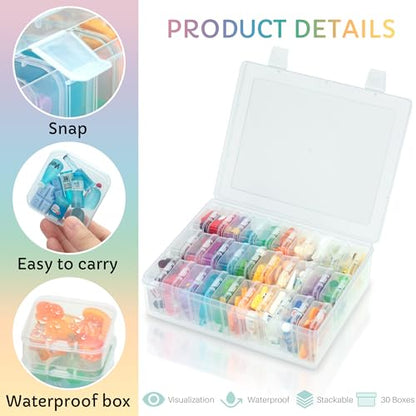 30Pcs Clear Minibrand Organizer with Hinged Lid, Mini Brand Collector for Shopkins, Real Littles(Mini Brands Are Not Included)