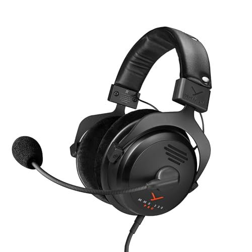 beyerdynamic MMX 330 Pro Open-Back Gaming Headset with Stellar.45 Driver and Condenser Microphone, Wired Gaming Headphone Suitable for PC, Gaming Console, PS, Switch. Handmade in Germany, Black