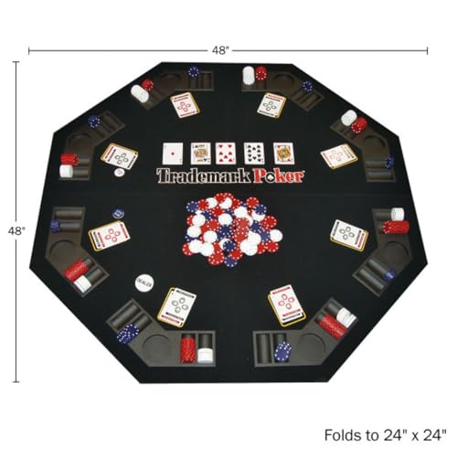 Poker Table Topper - Foldable Texas Hold 'Em Set with Carry Case, 300 Poker Chips, 2 Decks of Cards, and Dealer and Blind Buttons by Trademark Poker