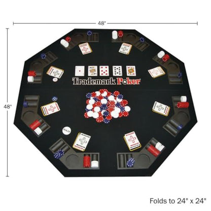 Poker Table Topper - Foldable Texas Hold 'Em Set with Carry Case, 300 Poker Chips, 2 Decks of Cards, and Dealer and Blind Buttons by Trademark Poker
