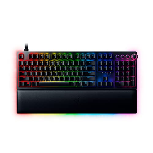Razer Huntsman V2 Optical Gaming Keyboard: Linear Optical Switches - 8000Hz Polling Rate - Doubleshot PBT Keycaps - Dedicated Media Keys & Dial - Ergonomic Wrist Rest - Snap Tap - color: Classic Black, size: Huntsman V2