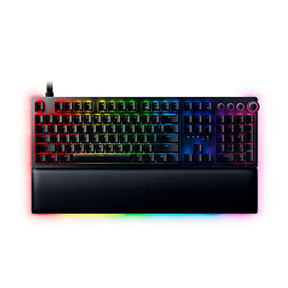 Razer Huntsman V2 Optical Gaming Keyboard: Linear Optical Switches - 8000Hz Polling Rate - Doubleshot PBT Keycaps - Dedicated Media Keys & Dial - Ergonomic Wrist Rest - Snap Tap - color: Classic Black, size: Huntsman V2