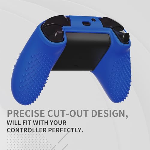 eXtremeRate PlayVital Soft Anti-Slip Dark Blue Silicone Controller Cover Skins and Black Thumb Grips Caps Protective Case for Xbox One X S Controller - Controller Without - color: Blue-Black