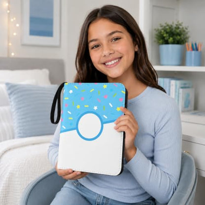 4 Pocket Card Binder 400 Card Holder Album, Blue Donut Trading Cards Holder Zipper Binder for Girl Teen Collection (Blue Donut, 400 Pocket) - color: Blue Donut, size: 400 Pocket