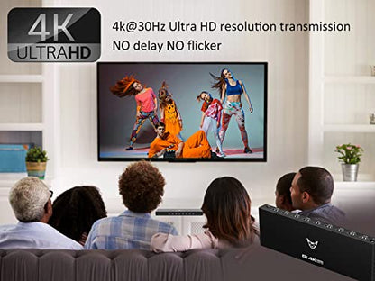 8 Port 4K HDMI Switcher Box IR Remote Control PC PS4 Xbox | 4K@30Hz 3D ultra HD audio video sync selector with durable metal housing & cooling - size: 8x1 4K@30HZ